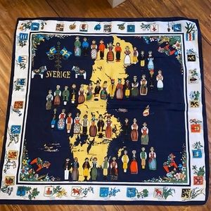 Sweden Swedish Map‎ & Coats of Arms Scarf 27"x 27"